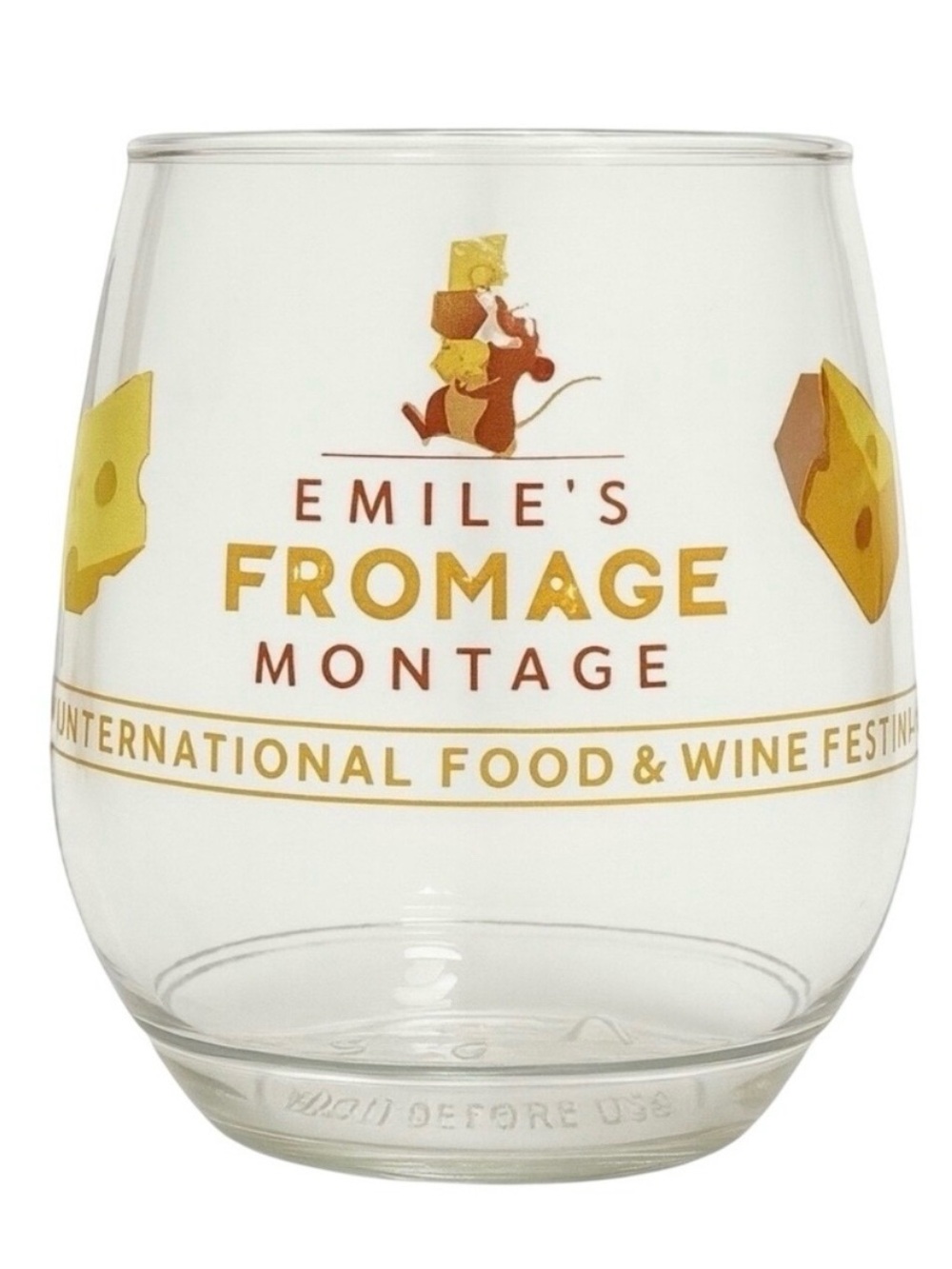 Disney EPCOT Food & Wine Festival 21 Emile's Fromage Montage Stemless Wine Glass